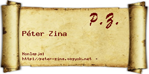 Péter Zina névjegykártya