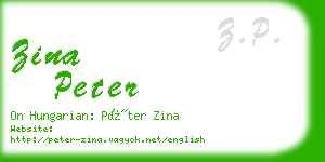 zina peter business card